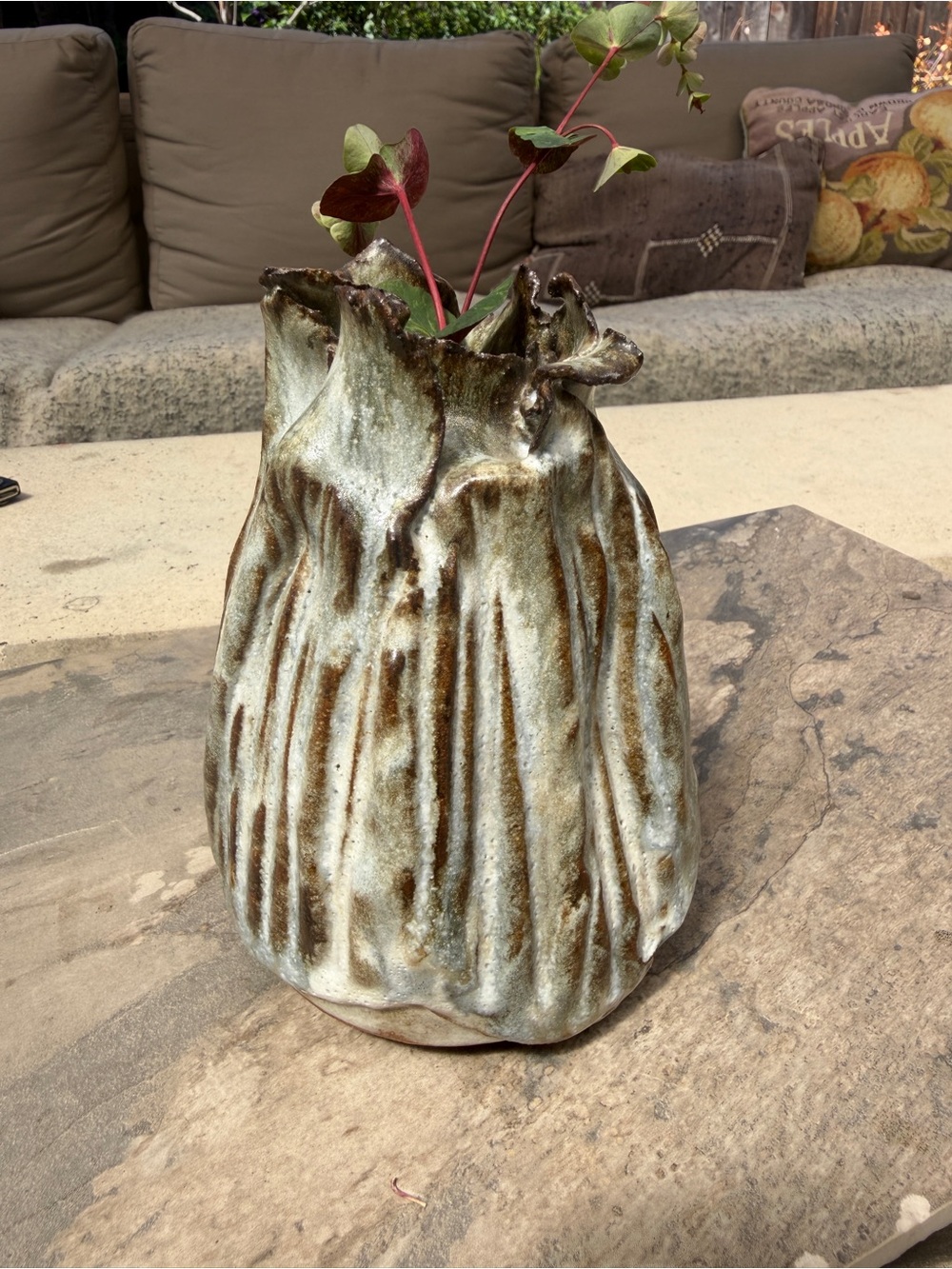 Vtg Vase Nature Inspired Organic Design Object Ceramic Vessel Natural